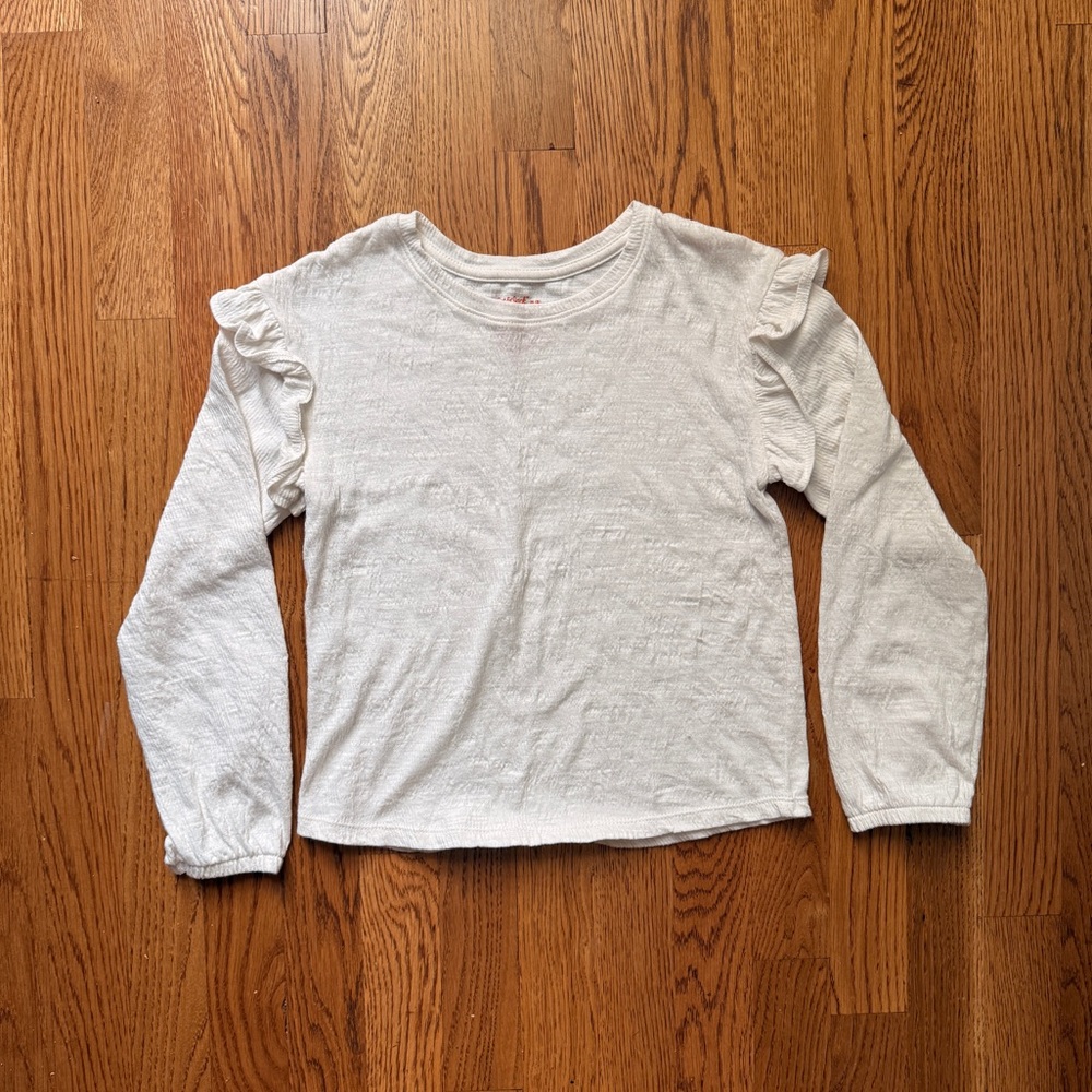 Cat & Jack Cream Long Sleeve Ruffled Tee
